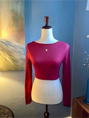 NWOT size small Halara red athletic crop top.
